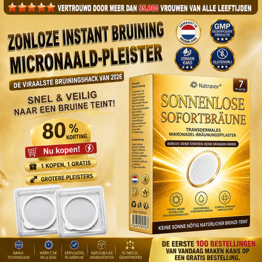 ⭐ 𝗡𝗮𝘁𝗿𝗮𝘃𝗼𝗿® Micronaald-bruiningspatch: Natuurlijke bronzen glow zonder UV & DHA