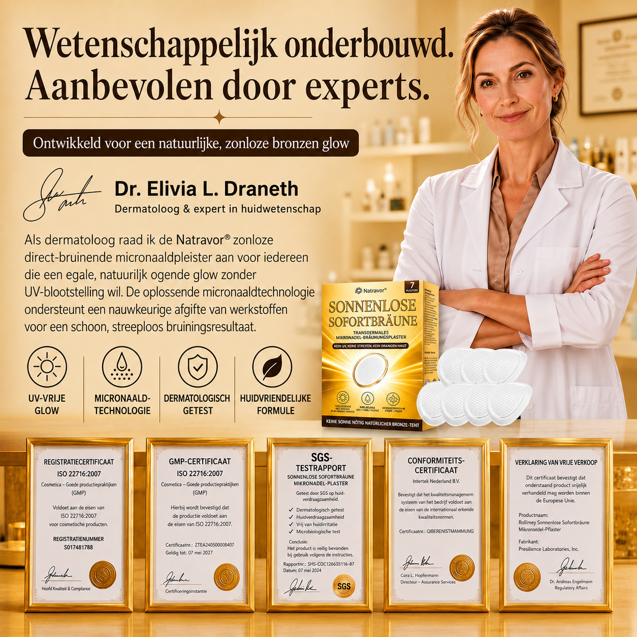 ⭐ 𝗡𝗮𝘁𝗿𝗮𝘃𝗼𝗿® Micronaald-bruiningspatch: Natuurlijke bronzen glow zonder UV & DHA