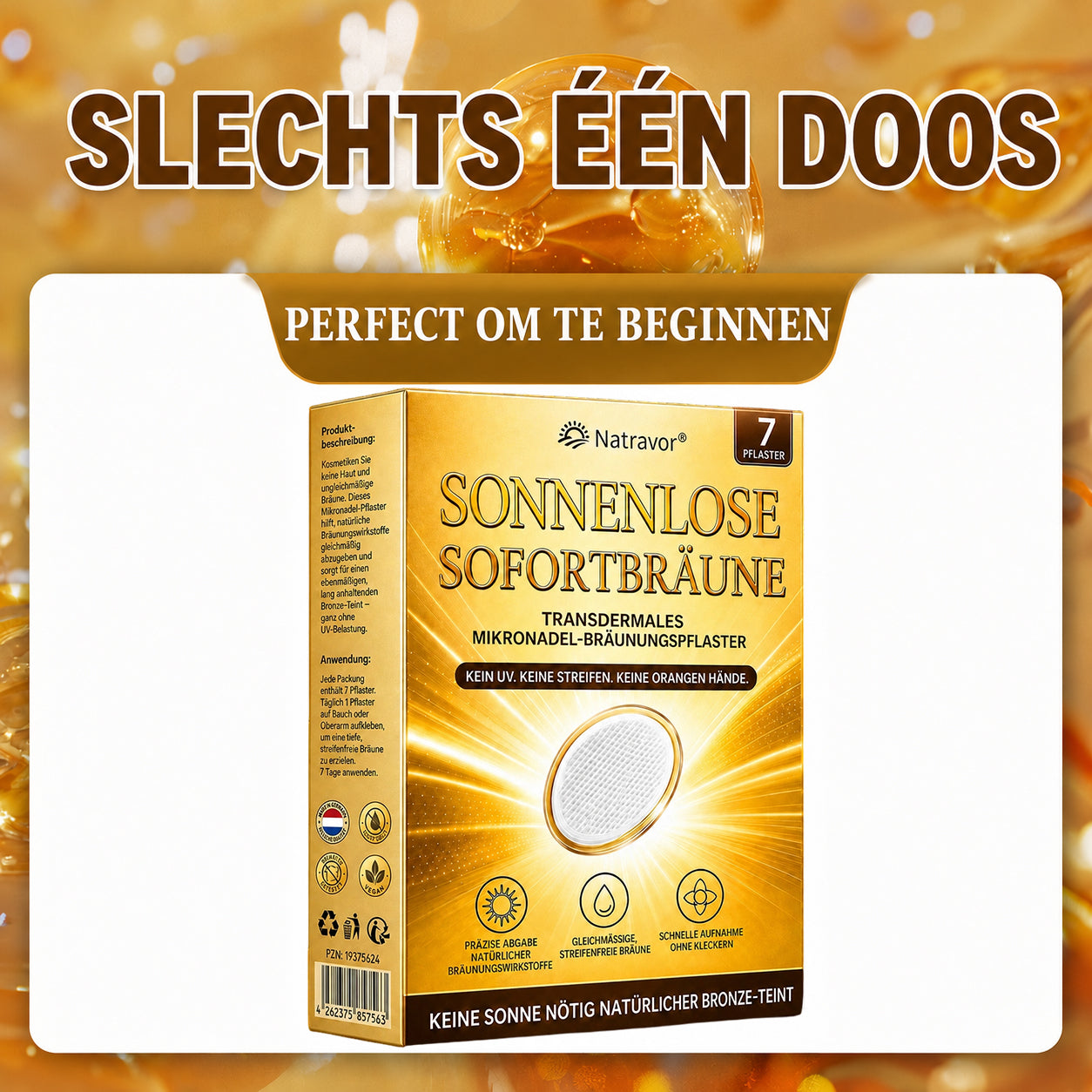 ⭐ 𝗡𝗮𝘁𝗿𝗮𝘃𝗼𝗿® Micronaald-bruiningspatch: Natuurlijke bronzen glow zonder UV & DHA